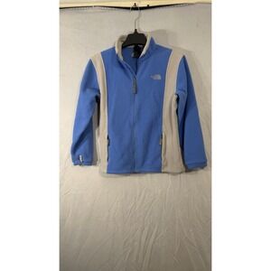 The North Face Classic Fleece Jacket Girls Size L Light Blue Gray Fleece